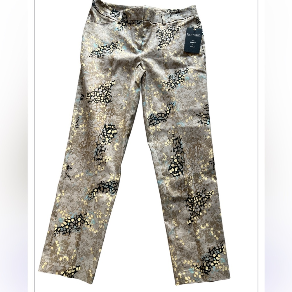 Zac & Rachel Metallic Gold and Black Patterned Wide Leg Pants